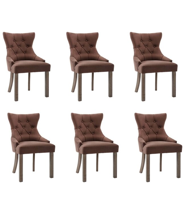 Eetkamerstoelen 6 st stof bruin