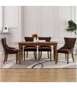 Eetkamerstoelen 4 st stof bruin
