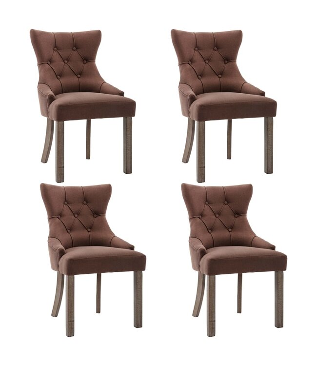 Eetkamerstoelen 4 st stof bruin