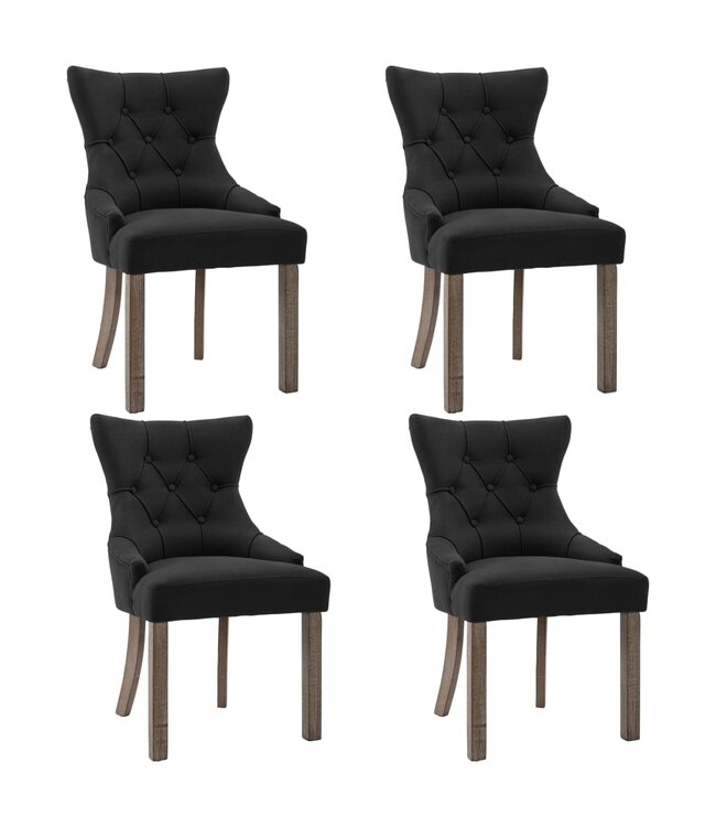 Eetkamerstoelen 4 st stof zwart