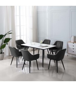 Eetkamerstoelen 6 st kunstleer grijs