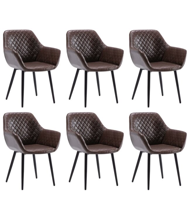 Eetkamerstoelen 6 st kunstleer donkerbruin