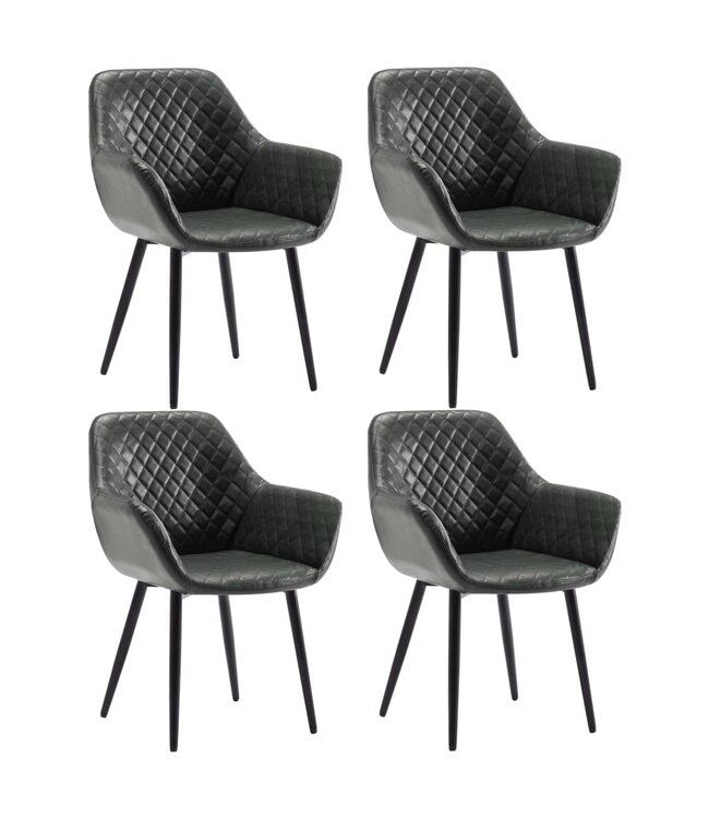 Eetkamerstoelen 4 st kunstleer grijs