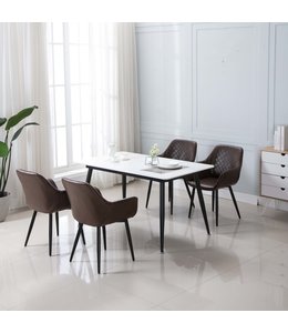Eetkamerstoelen 4 st kunstleer donkerbruin