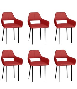 Eetkamerstoelen 6 st kunstleer rood