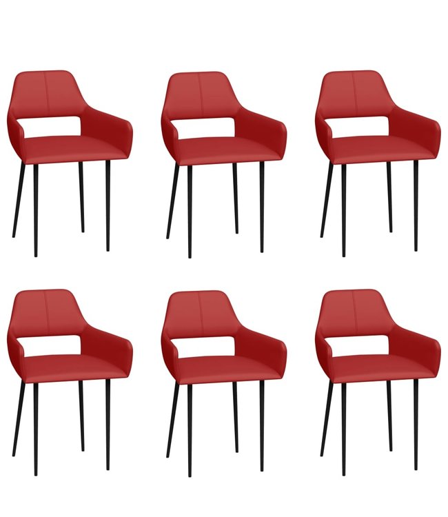 Eetkamerstoelen 6 st kunstleer rood