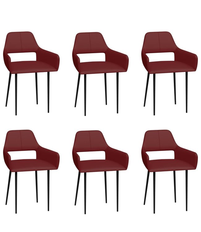 Eetkamerstoelen 6 st kunstleer wijnrood