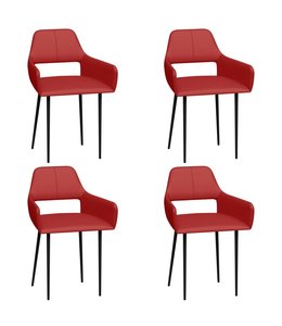 Eetkamerstoelen 4 st kunstleer rood