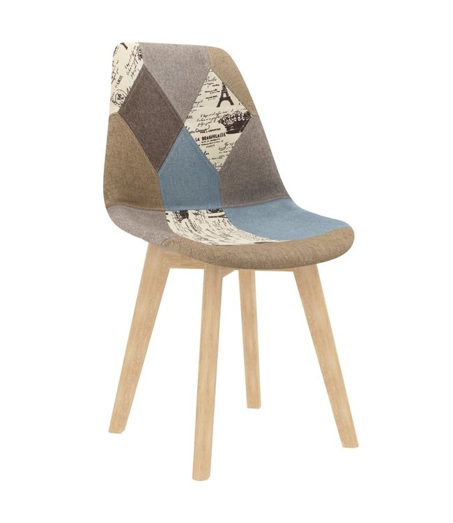 Eetkamerstoelen 4 st met patchwork ontwerp stof grijs