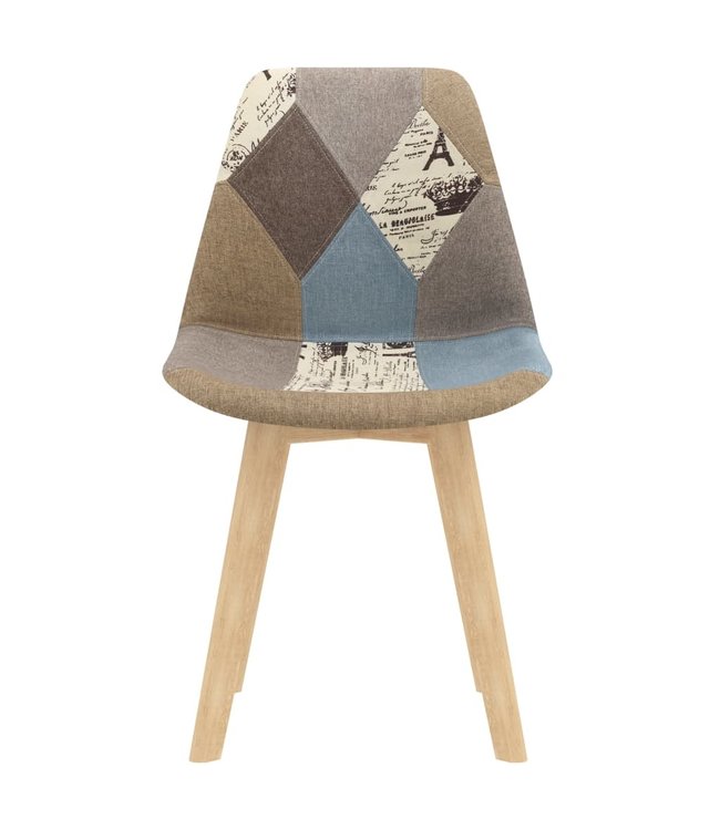Eetkamerstoelen 4 st met patchwork ontwerp stof grijs