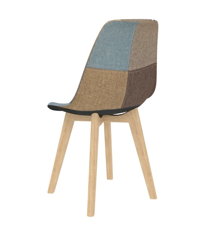 Eetkamerstoelen 4 st met patchwork ontwerp stof grijs