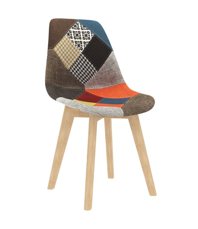 Eetkamerstoelen 4 st met patchwork ontwerp stof meerkleurig