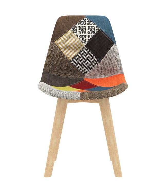 Eetkamerstoelen 4 st met patchwork ontwerp stof meerkleurig