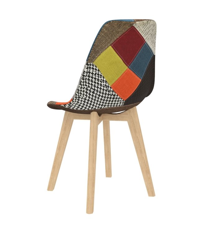 Eetkamerstoelen 4 st met patchwork ontwerp stof meerkleurig