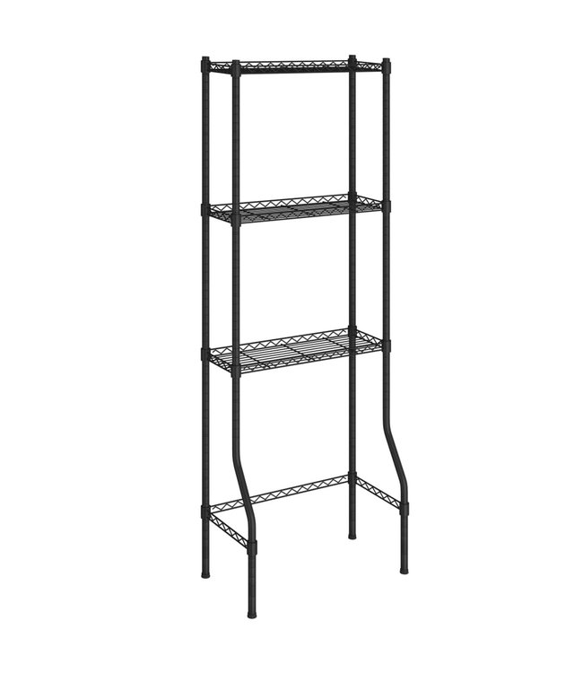 Opbergrek voor boven toilet 3-laags 55x30x150 cm ijzer zwart
