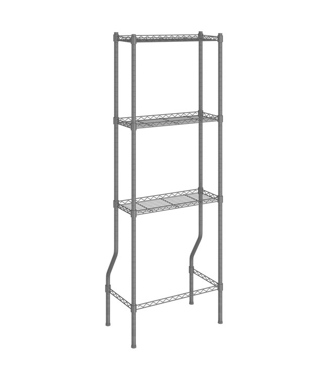 Opbergrek voor boven toilet 3-laags 55x30x150 cm ijzer zwart