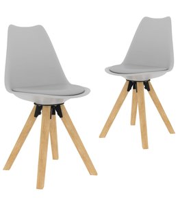 Eetkamerstoelen 2 st PP en massief beukenhout grijs