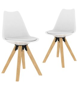 Eetkamerstoelen 2 st PP en massief beukenhout wit