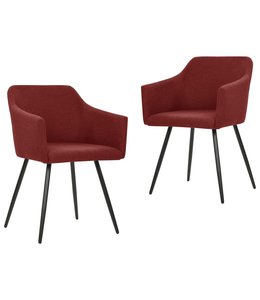 Eetkamerstoelen 2 st stof wijnrood