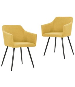 Eetkamerstoelen 2 st stof geel