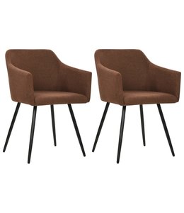 Eetkamerstoelen 2 st stof bruin