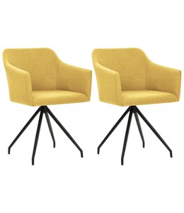 Eetkamerstoelen draaibaar 2 st stof mosterdgeel
