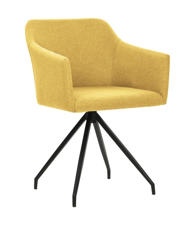 Eetkamerstoelen draaibaar 2 st stof mosterdgeel