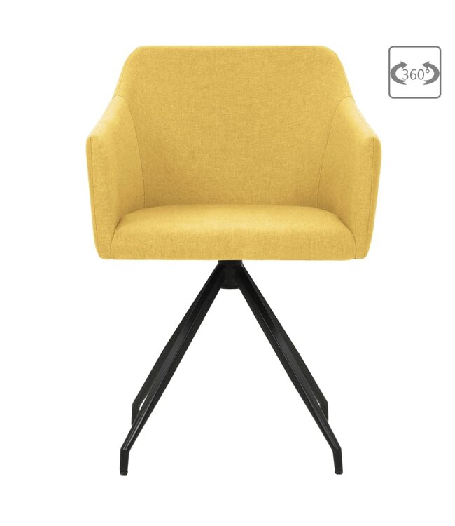 Eetkamerstoelen draaibaar 2 st stof mosterdgeel