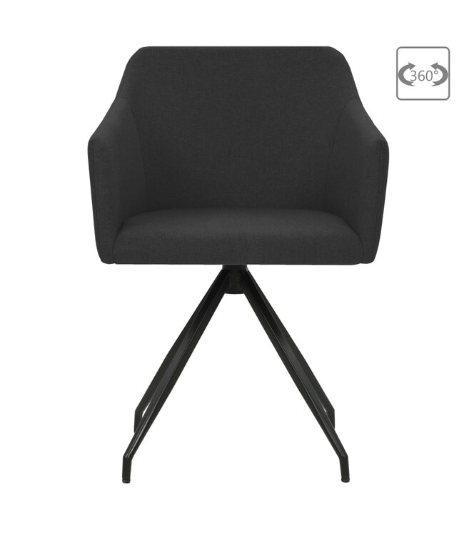 Eetkamerstoelen draaibaar 2 st stof zwart