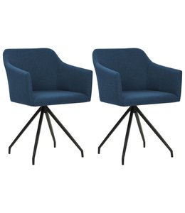 Eetkamerstoelen draaibaar 2 st stof blauw