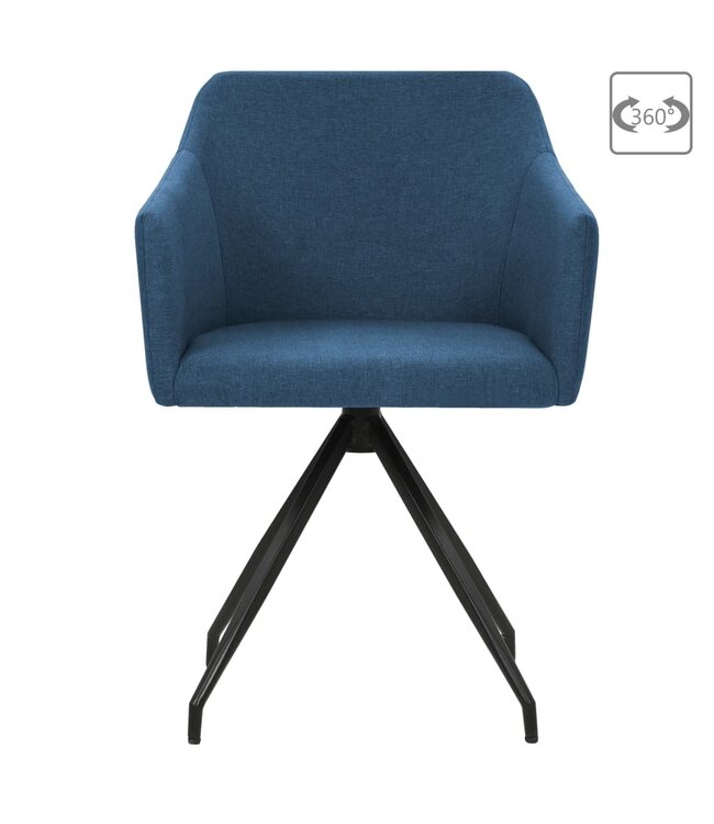 Eetkamerstoelen draaibaar 2 st stof blauw