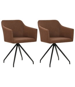 Eetkamerstoelen draaibaar 2 st stof bruin
