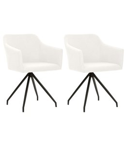 Eetkamerstoelen draaibaar 2 st stof crème