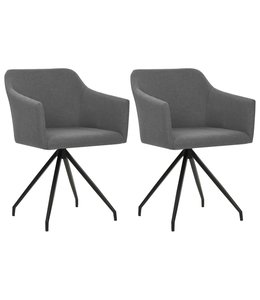 Eetkamerstoelen draaibaar 2 st stof lichtgrijs