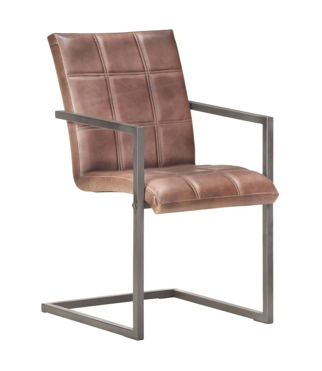 Eetkamerstoelen 2 st echt leer verweerd bruin