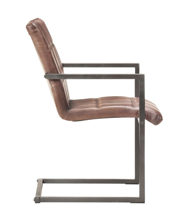 Eetkamerstoelen 2 st echt leer verweerd bruin