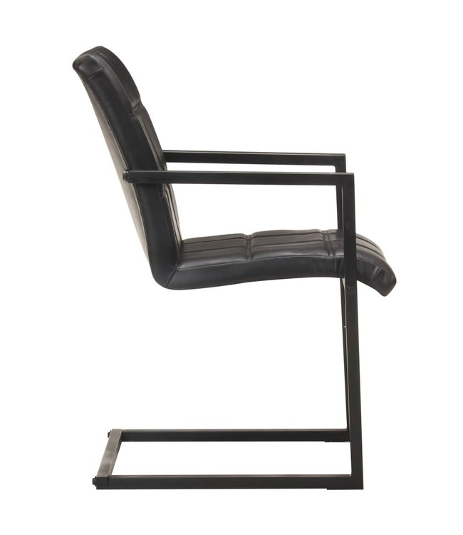 Eetkamerstoelen 2 st echt leer zwart