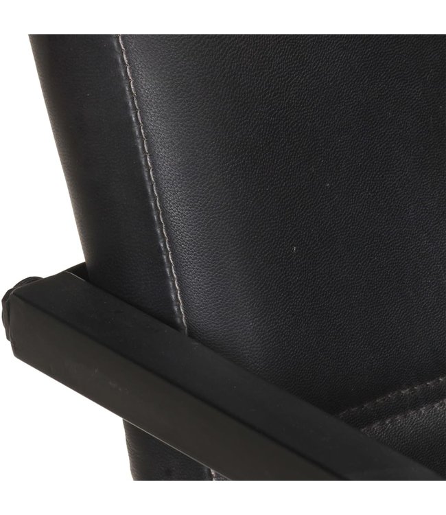 Eetkamerstoelen 2 st echt leer zwart