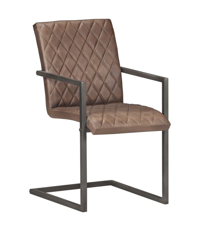 Eetkamerstoelen 2 st echt leer bruin