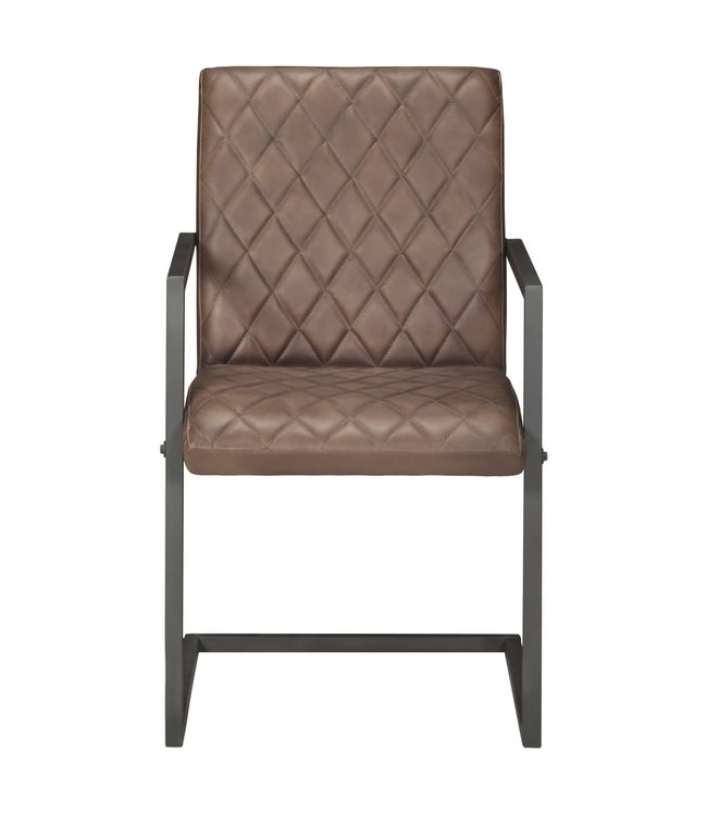 Eetkamerstoelen 2 st echt leer bruin