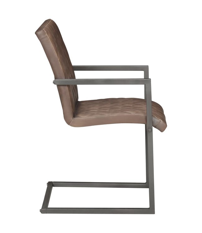 Eetkamerstoelen 2 st echt leer bruin