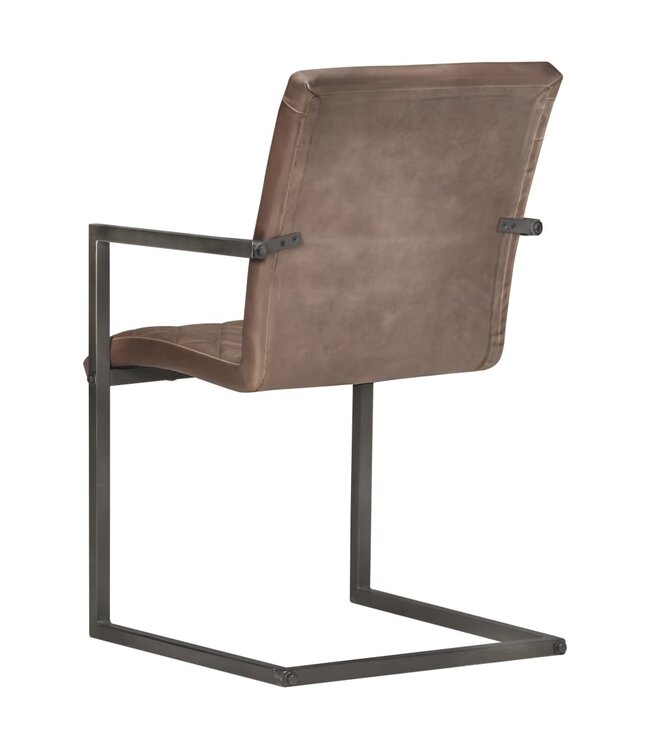 Eetkamerstoelen 2 st echt leer bruin