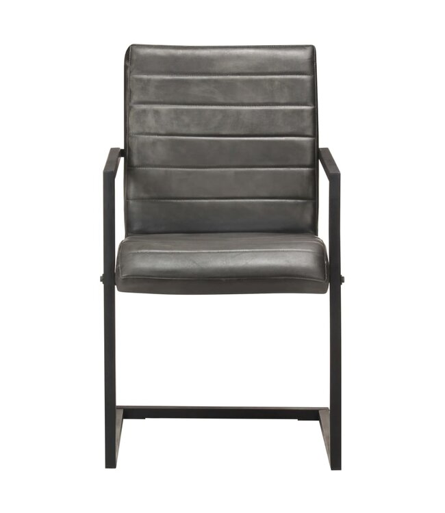 Eetkamerstoelen 2 st echt leer grijs