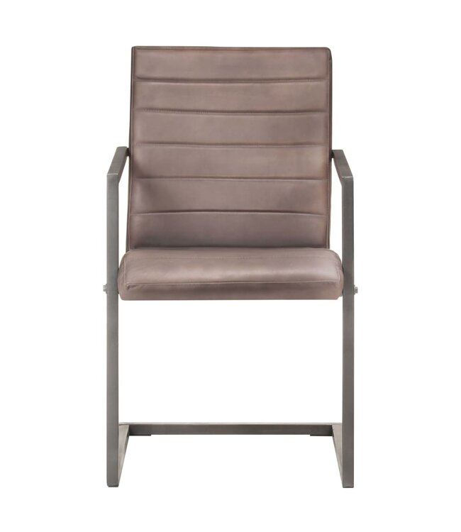 Eetkamerstoelen 2 st echt leer bruin