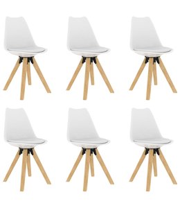 Eetkamerstoelen 6 st PP en massief beukenhout wit