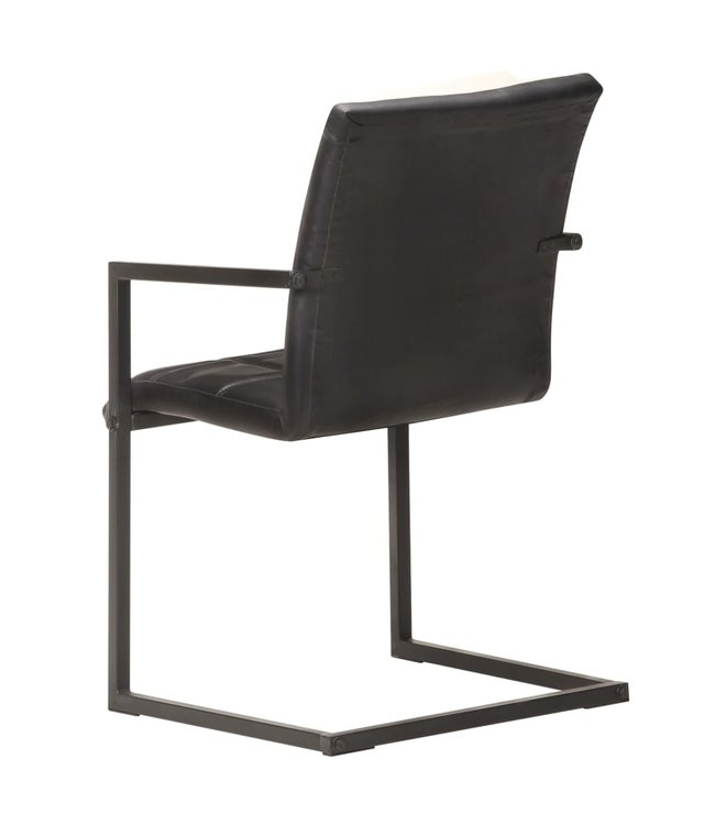 Eetkamerstoelen 6 st echt leer zwart