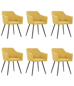 Eetkamerstoelen 6 st stof geel
