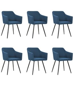 Eetkamerstoelen 6 st stof blauw