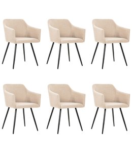 Eetkamerstoelen 6 st stof crème