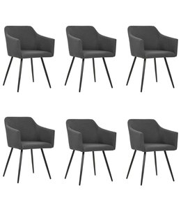 Eetkamerstoelen 6 st stof donkergrijs